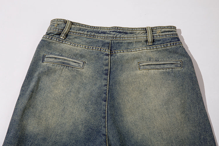 Denim Straight Mopping Pants Men