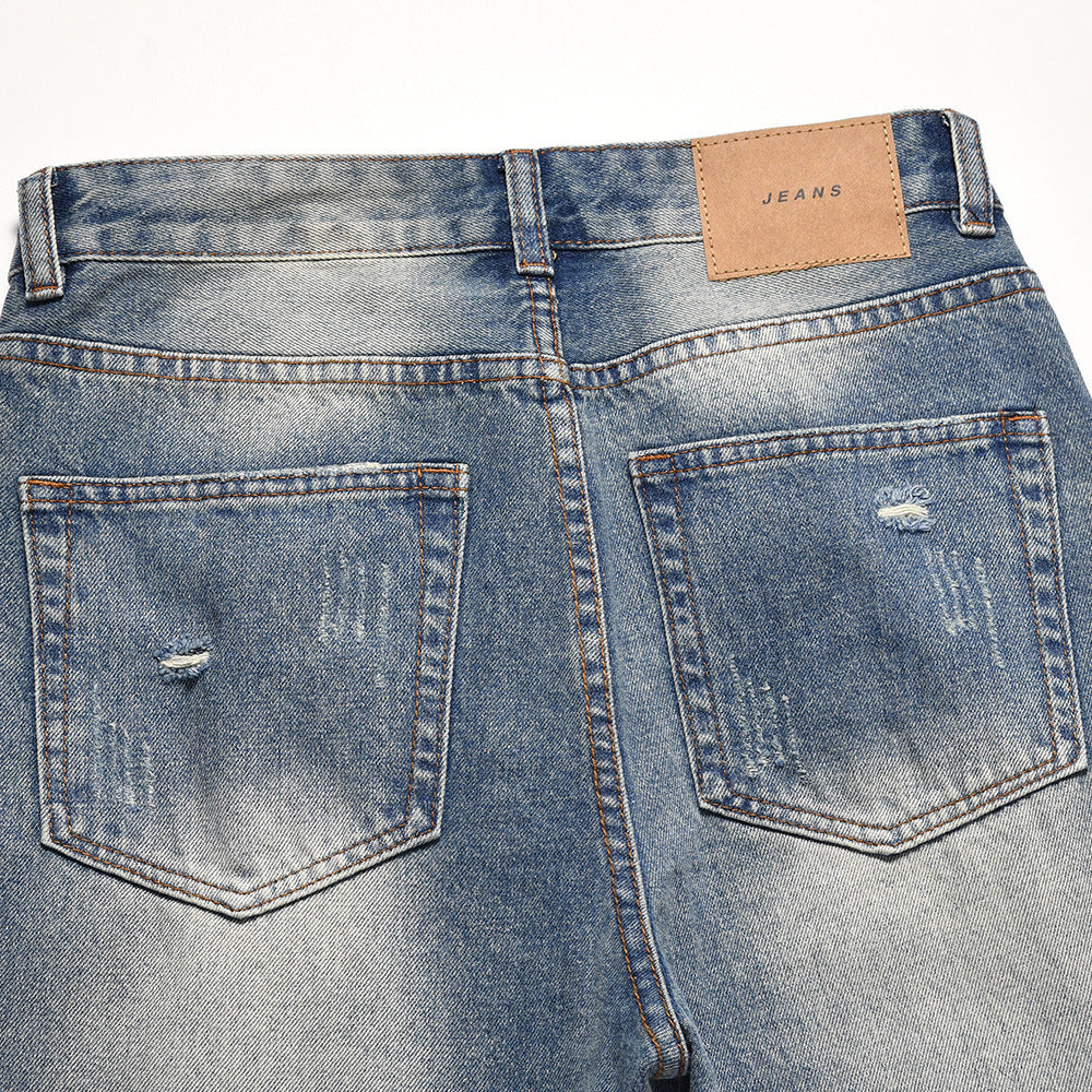Washed Straight Jeans Loose Mop Wide-leg Pants