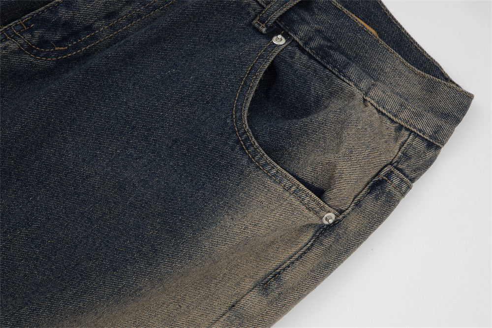 Spray Painting Zipper Design Sense Slightly Flared Jeans Men