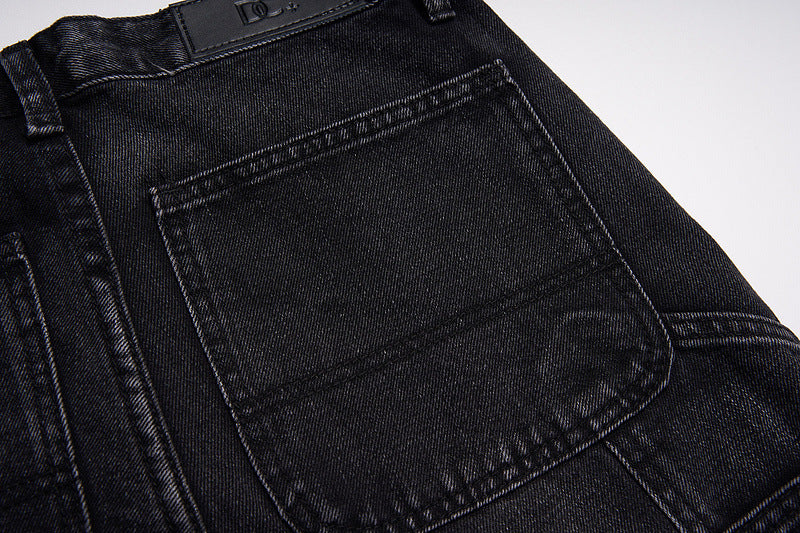 Street Retro Black Slightly Flared Jeans