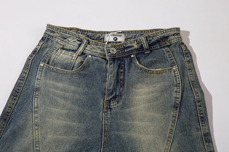 Denim Straight Mopping Pants Men