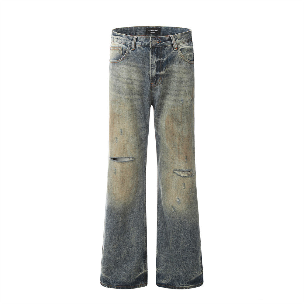 Old Ripped Denim Dirty Pants Men