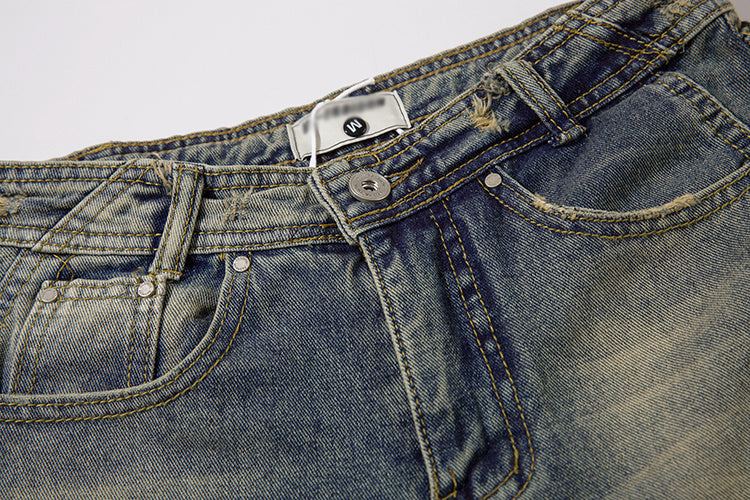 Denim Straight Mopping Pants Men