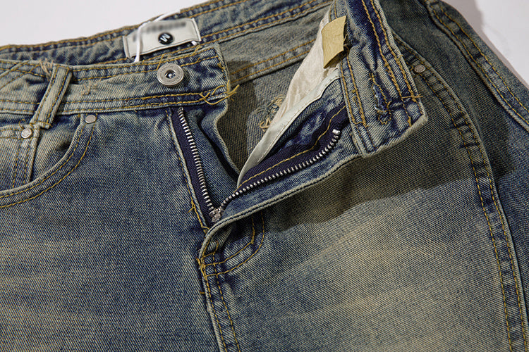 Denim Straight Mopping Pants Men